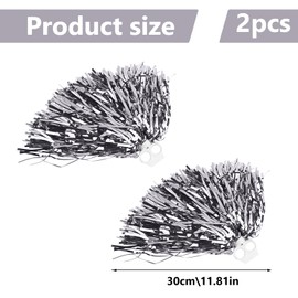 Pompoms Cheerleading, 2 Pieces Cheerleader Pompoms Hand Flowers, Cheerleading Pompoms, Metal Foil Cheerleading Pom Poms, Cheer Poms with Handle for Ball Games, World Cup Football Fans Children Adults