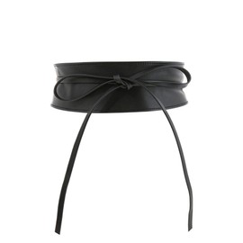 FASHIONGEN - Woman Italian leather Obi belt, CASSIANE - Black, S-M