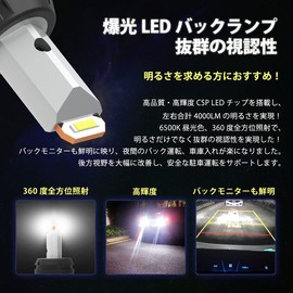 POOPEE T20 LED Back Lamp, Backward Light, 20 W, 4000 lm, Explosive Light, Compatible with DC12V Cars, DC9-32V, Built-in Canceller, CSP Chip, Powerful, High Power, Non-Polarity, White, 6500k, Set of 2,