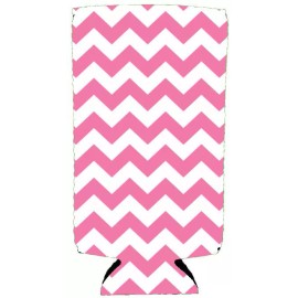 Coolie Junction Chevron Stripe Pink Slim Can Coolie; Compatible with Ultra