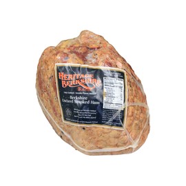 Heritage Berkshire Smoked Ham, American Kurobuta, 8 lb Hand-Rubbed Half Ham - Rich Flavor, Traditional English Smoking Method, Juicy Texture, Premium Quality for Special Occasions