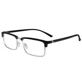 OCCI CHIARI Black Reading Glasses for Men Semi Frame Stylish Reader 0 1.0 1.25 1.5 2.0 2.25 2.5 3.0 3.5 4.0 5.0 6.0(Black,1.5)