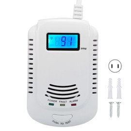 Gas Leak Alarm with Loudspeaker Indicator Light Display Screen Voice Sensor for Home Security 90‑240VUS Plug