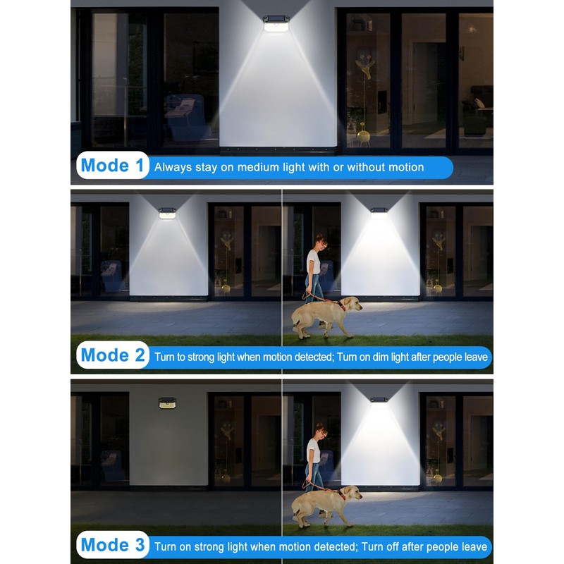 LANSOW Solar Motion Lights Outdoor 6 Pack, 188 LED/3 Modes,
