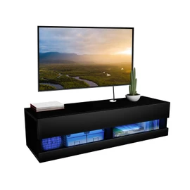 HIDODO Floating TV Shelf Wall Mounted TV Stand, Floating Entertainment Center Under TV Shelf Floating Media Console with Storage for Living Room and Bedroom, Black