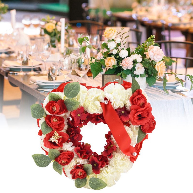 Artificial Heart Shaped Wreaths Wedding Wreaths Fake Flowers Decoration for
