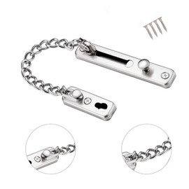 Safety Chain Door Lock Heavy Duty Latch Chain Door Lock with Spring Anti-Theft snap Lock, Stainless Steel Brushed Nickel,Safety Door Lock,Heavy Duty Door Chain Lock