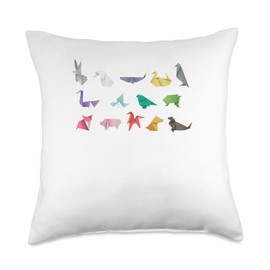 Origami Animals - Japanese Paper Folding Throw Pillow