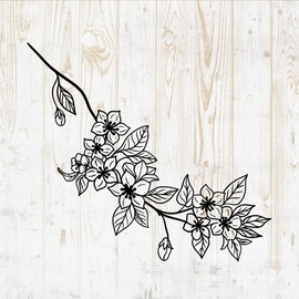 Flower Bouquets Wall Decals - Flower Bouquets Wall Stickers - Minimalistic Minimalist Floral Botanical Leaves Branches Silhouette - Car Window Tumbler Laptop Bedroom Room Home Decor DWSV13108