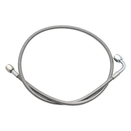 SecosAutoparts 36" 7/16-20 4AN Turbo Oil Feed Line Adapter 90 Degree End Straight Hose Stainless Steel Braided Pressure Stainless Remote Turbocharger Oil Drain Return Line 551871