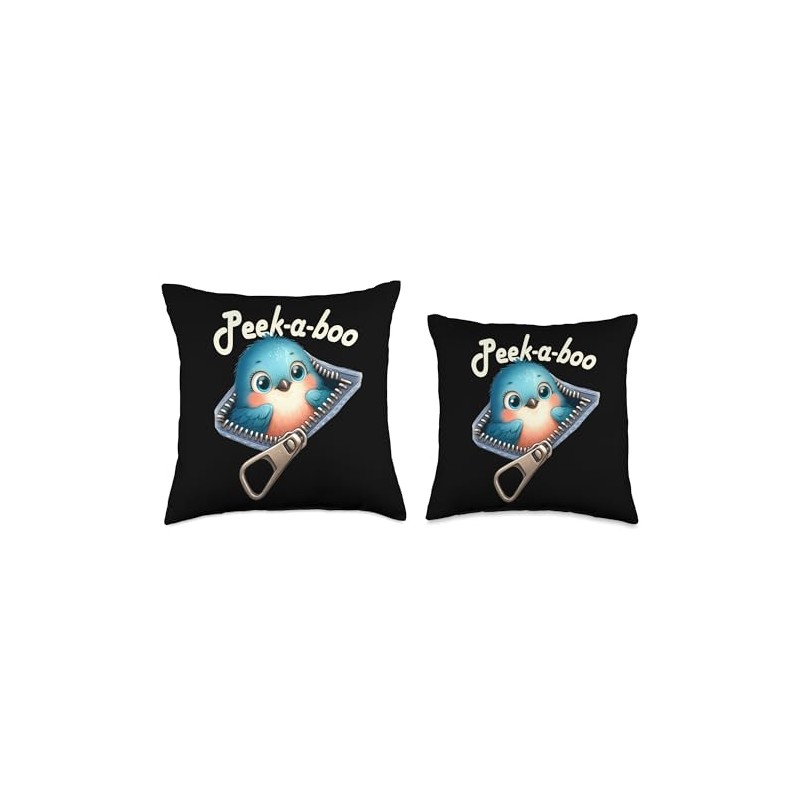Funny - Peek-a-boo - Bird Throw Pillow