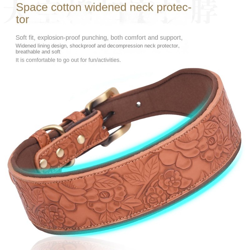 Pimaodog Leather Dog Collar, for Large, Medium & Small Dogs,