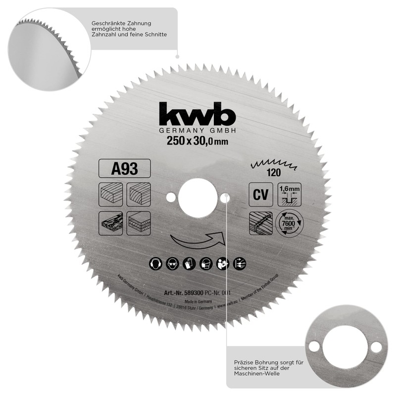 kwb Circular Saw Blade 250 x 30 mm, Made in