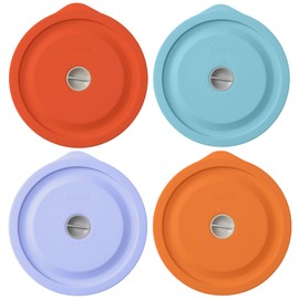 Replacement Lids for Pyrex 7200-PC 2 Cup, Silicone Round Storage Cover Lid for Anchor Hocking Glass Bowl 4 Pack with Date Mark