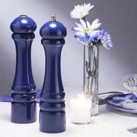 Chef Specialties 10 Inch Imperial Pepper Mill and Salt Shaker Set - Cobalt Blue