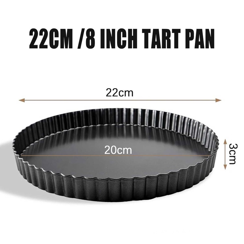 hzbaiyi 8 inch Quiche Pan, 22cm Non-Stick Deep Pie Pans