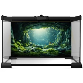 Aquarium Backdrop Underwater World Large Rock Terrarium Background Aquatic Plant with Lush Moss Fish Tank Backdrop Cave Landscape Reptile Habitat Background Tank Wallpaper Poster Vinyl 36x24in