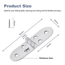 Stainless Steel Door Hinge 270 Degree Pack of 6 Door Hinge Fitting for Sewing Machine Folding Table Hinge Screw-On Tape Rustproof Ball Bearing
