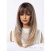 Peluca Sintética Elegant Blonde Wig 150% With Bangs Straight Layered