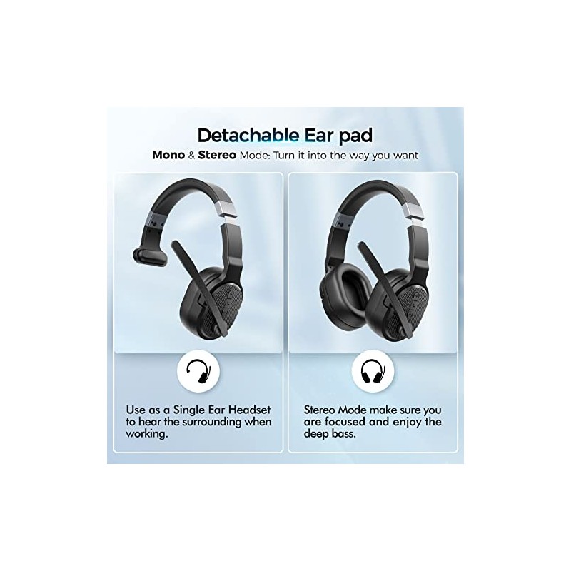 COSMUSIS Bluetooth Trucker Headset with Noise Cancelling Mic