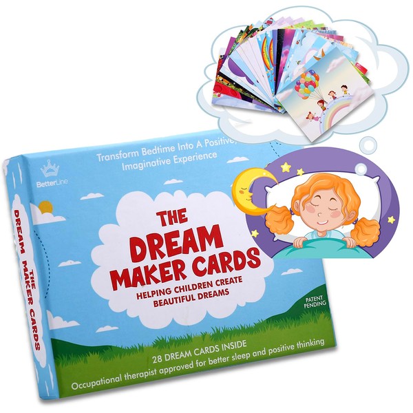 BETTERLINE Empower Your Child's Dreams with Dream Maker Cards - 28 Dream Cards Total - Goodbye Nightmares & Bad Dreams, Helps with Sleepless Nights, Calm Sleep Tool for Girls and Boys