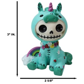 Ebros Gift Cyan Furrybones Unie The Cloud Sky Rainbow Unicorn Skeleton with Colorful Flowers Figurine 3" Tall Furry Bones Mystical Sacred Unicorns of The Glade Collectible