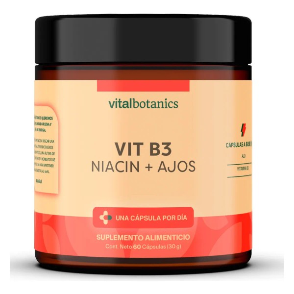 💊 Niacina (Vitamina B3) + Ajo 500mg | VitalBotanics |