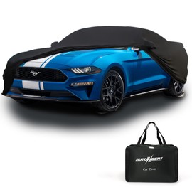 OEMASSIVE for Ford Mustang Car Cover Indoor,Stretch Satin Indoor Car Cover for Mustang,Dust-Proof Protection Breathable Full Ford Mustang Indoor Car Cover with Luxury Storage Bag,Black