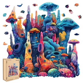 Wooden Puzzles for Adults,Shark Wooden Jigsaw Puzzles 500pcs,16.7x16.5in,Medium,Unique Shape Ocean Adult Puzzles,Irregular Wood Puzzles Creative Gift for Adults and Kids Family Game