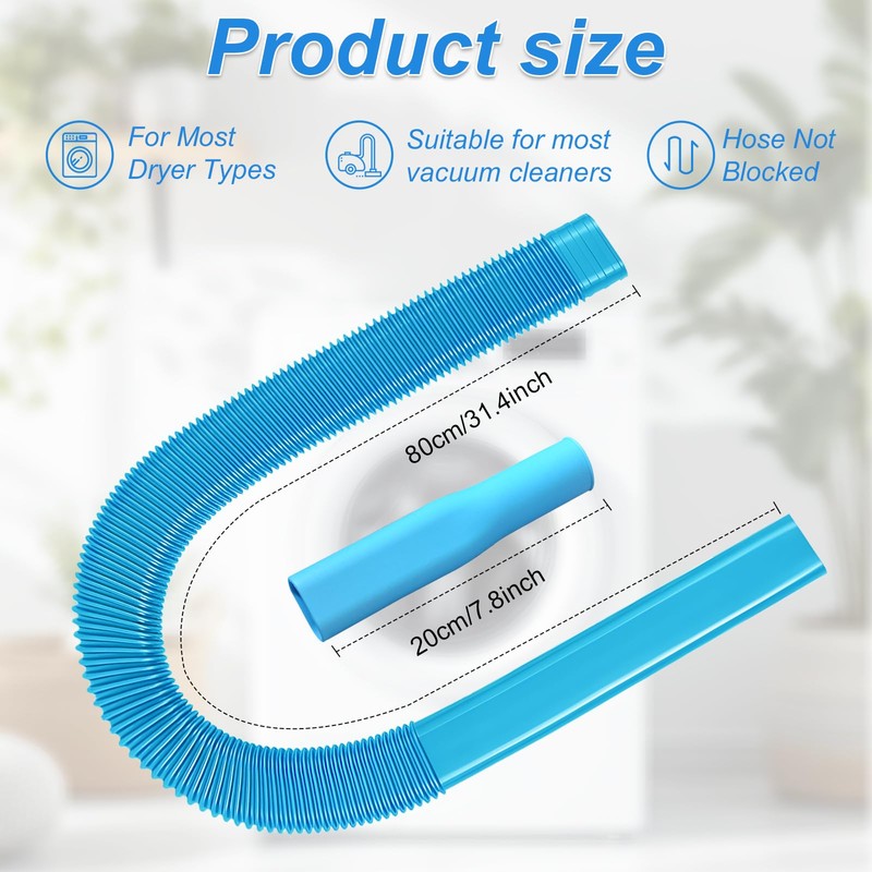 Upgraded Dryer Vent Cleaner Kit: Universal Vacuum Hose Attachment for
