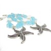 Starfish Curtain Tie Backs with Ocean Blue Sea Glass Beads,