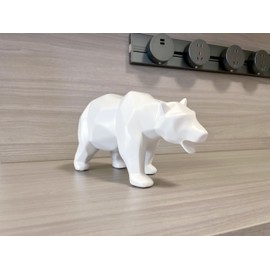 SMRTHMRT Abstract Geometric Sculptures,Creative Animals/Bear Statues Collectible Figurines for Home Office Decor Yards Garden Ornaments (White)
