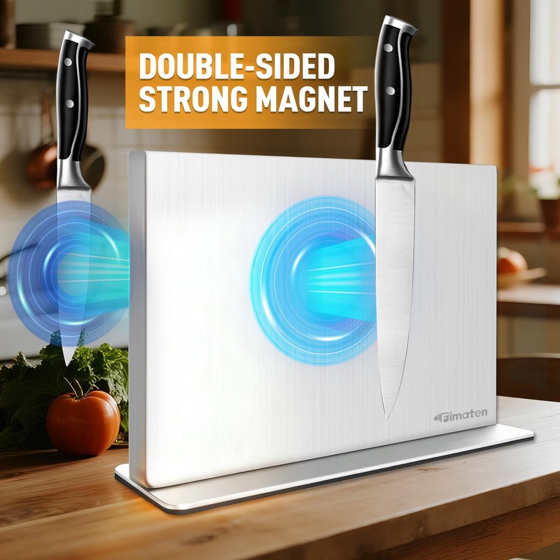 Fimaten Magnetic Knife Block Stand Without Knives 12 Inch Silver