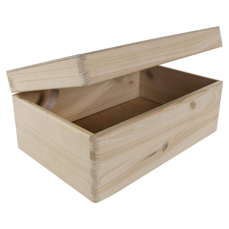 Wooden Storage Box Rectangular Unpainted Craft Box 29.5 x 19.5