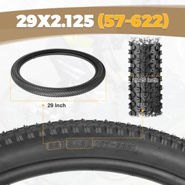WEEROCK 29 Inch Bike Tire Two Pack 29 x 2.125(57-622) Bicycle Tires Folding Bead Replacement Tyre Mountain Bicycle Tires with Inner Tubes for 29" Bikes, MTB, Cruiser Bikes, Black