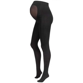 Herzmutter 1300 Maternity Tights 80 Denier Opaque Matt Black Pregnancy Tights Set of 1 & 2, Black 1x
