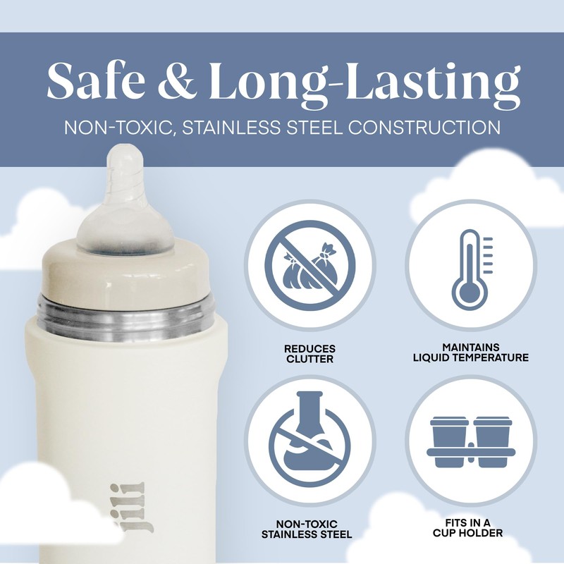Jili All-in-One Baby Bottle, Insulated Stainless Steel Bottle with Formula