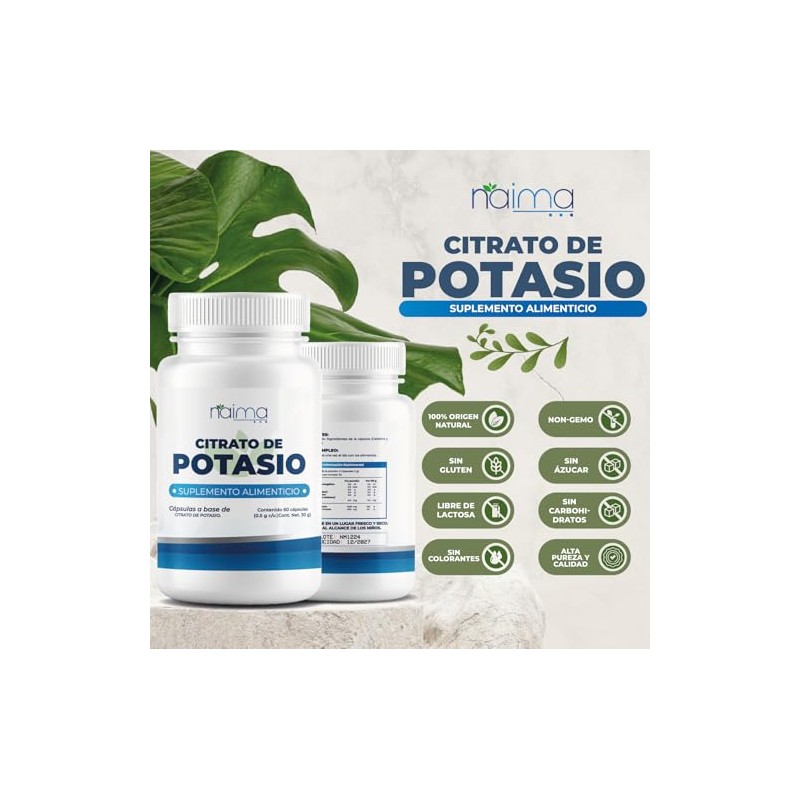 Naima Citrato Potasio Suplemento Alimenticio Puro Origen Natural Rendimiento Físico