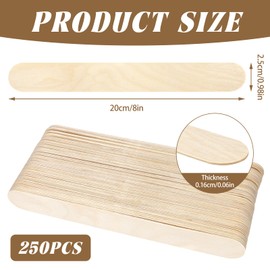 TKOnline 250 Pieces Jumbo Craft Sticks, 8 Inch Wooden Large Tongue Depressor Sticks, Jumbo Popsicle Sticks, Multi-Functional Wooden Sticks for Hair Removal and Waxing Supplies, Crafting