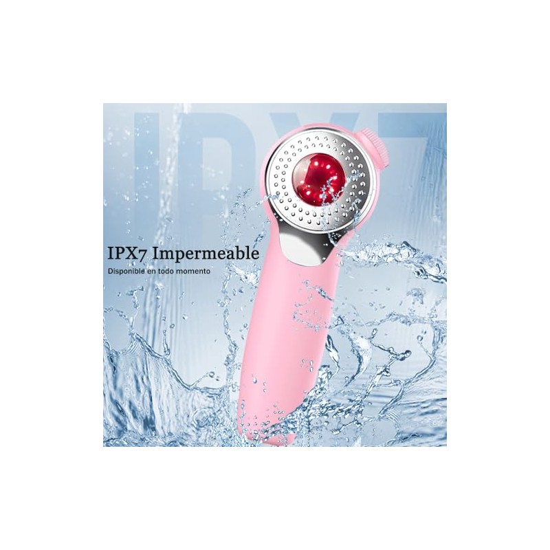 Cepillo Limpiador Facial de Silicona, Función de Luz Roja y
