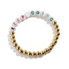 14K Gold Plated Beaded Bracelets Letter Stretch Dainty Stackable Bracelet