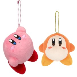 Sanei Boeki Kirby + Wadordi Set of 2 All Star Collection Hanging Mascot W10 x D10 x H7.5 cm Plush Mascot