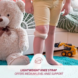 KARM Kids Knee Support Strap - Childs Osgood Schlatter Knee Support Brace for Girls & Boys | Junior Teenager Patella Tendon Knee Strap Band | Arthritis Pain & Knee Conditions & Sports (1PC, Beige)