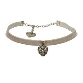 Alpenflüstern DHK209 Women’s Traditional Velvet Choker with Heart, Narrow, Tight-Fitting Costume Jewellery in Traditional Colours