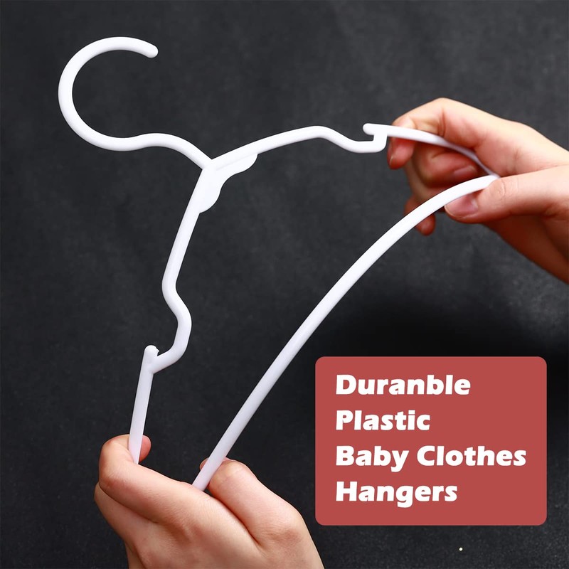 MJRASG 120 Pack White Plastic Non-Slip Baby Hangers, Heavy Duty,