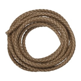 QUARKZMAN Braided Leather Bands, Round Leather Band, Soft Jewellery Leather Rope for Jewellery Making, Binding, Necklaces (5 mm, 2 Yard, Brown)