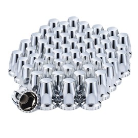 Cabtherlyn 33mm Lug Nut Covers Screw Onfor Semi Trucks, 33mm x 2-7/8 inch Chrome ABS Plastic Spike Covers 60 Pack Thread On Lug Nut Covers Kit