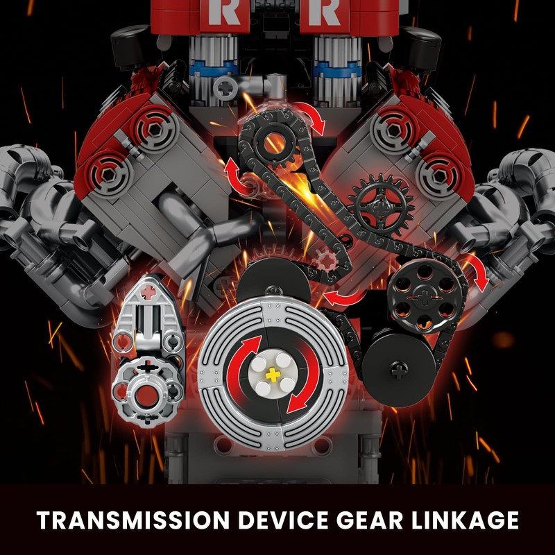 Reobrix V8 Engine Model Building Kit for Adults, V8 Engine