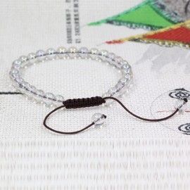 Keleny Coated Aqua Aura Clear Quartz Crystal 6mm Round Beads Adjustable Braided Macrame Tassels Bracelets Unisex