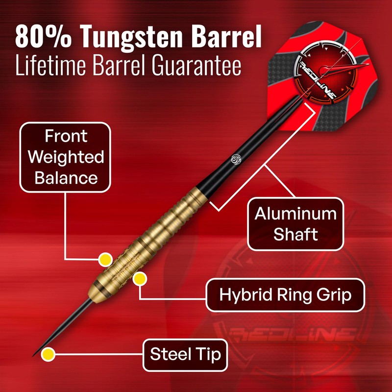 Shot! Darts Redline M4CH1 Steel Tip Dart Set Front Weighted
